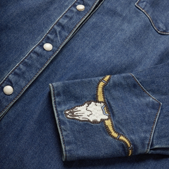 Stetson Embroidered Dark Denim Western Shirt NWOT - Picture 9 of 9